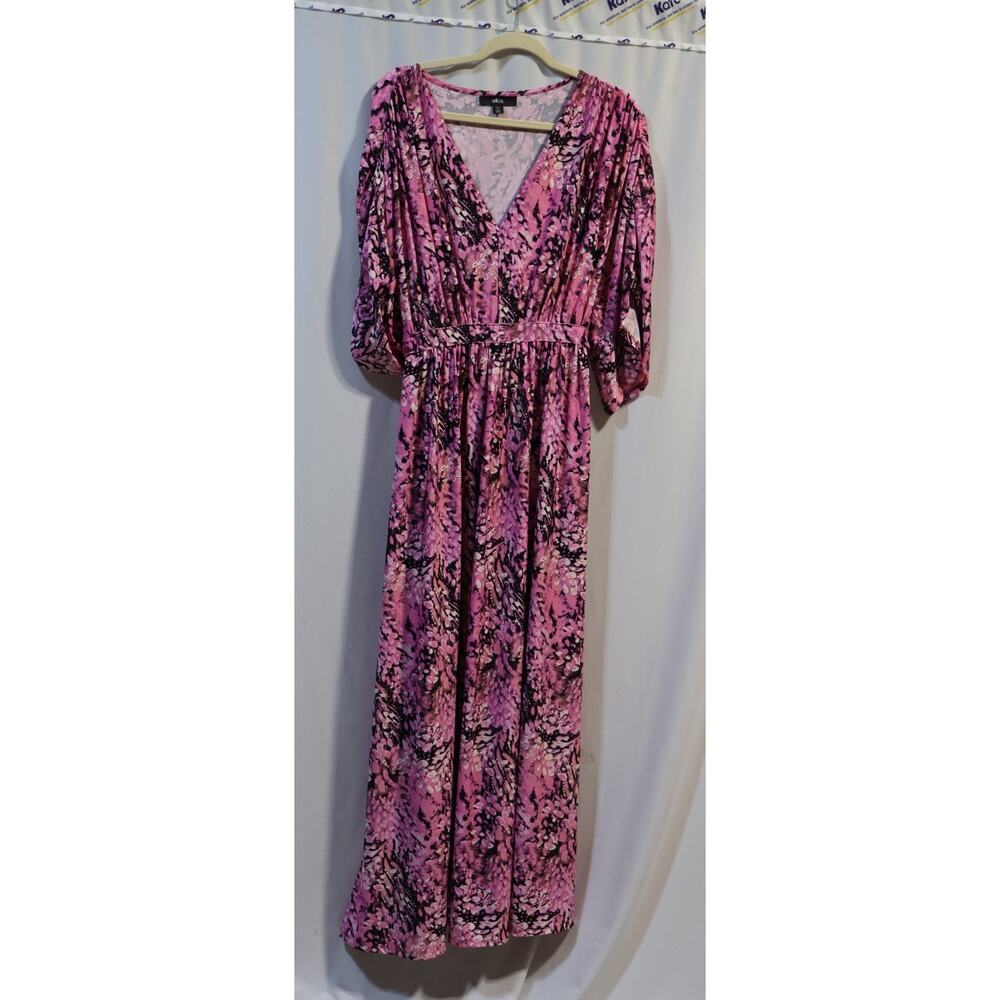 Ellos Pink And Black Dress Adjustable Belt Waist Size Large 18/20
